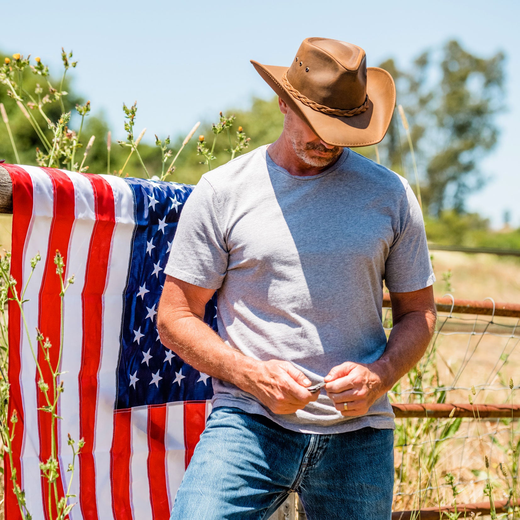 Hollywood - Mens Leather Cowboy Hat