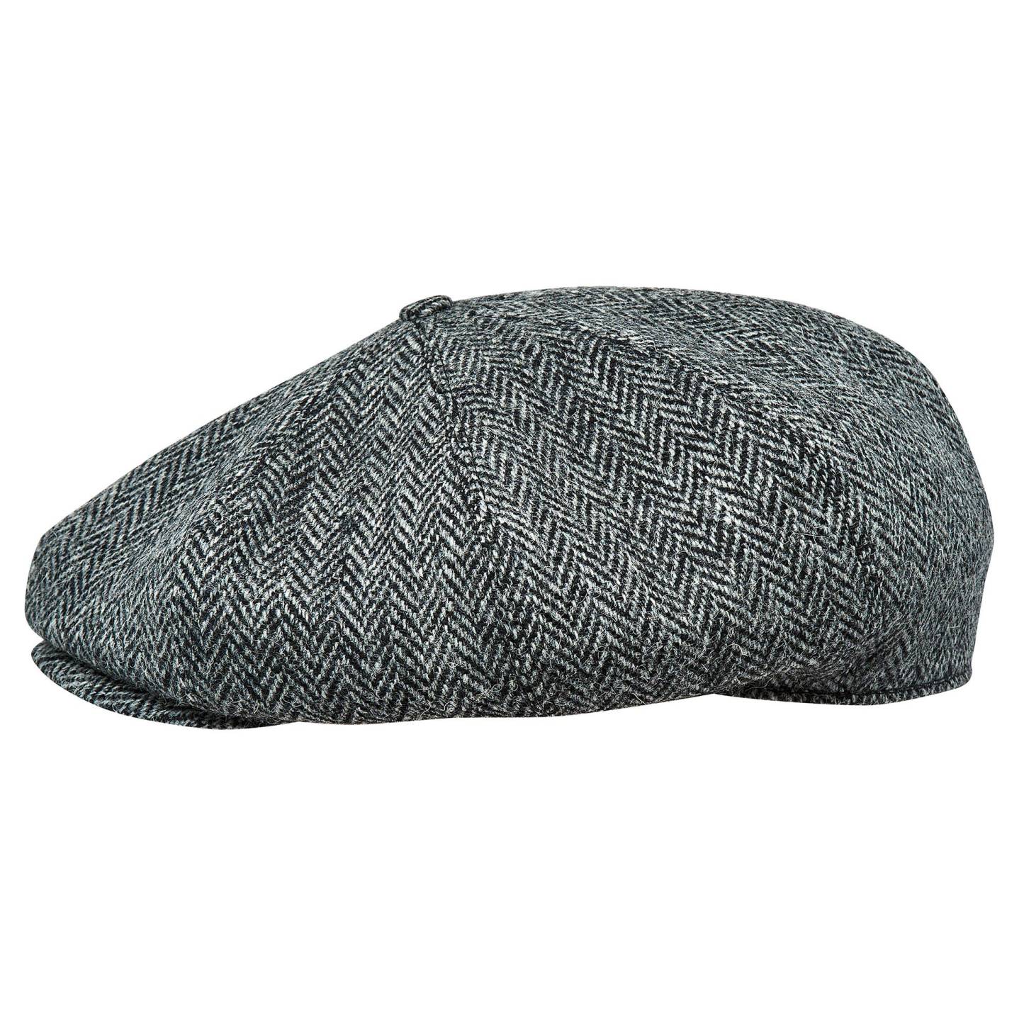 PEAKY CAPS Genuine Scottish Harris Tweed 8 Panels Man Cap GRAY-BLACK