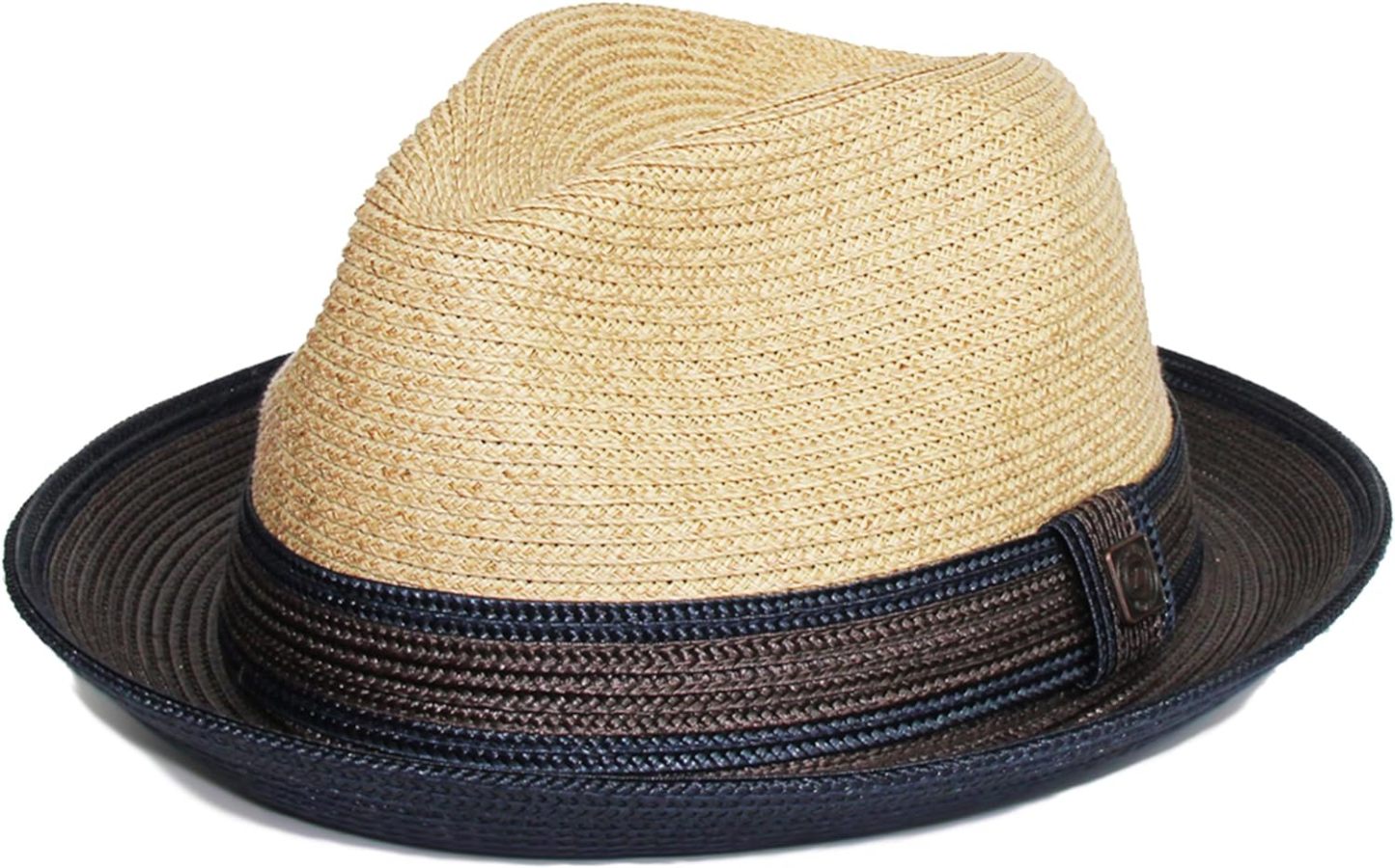 Twotone Summer Straw Fedora Hat