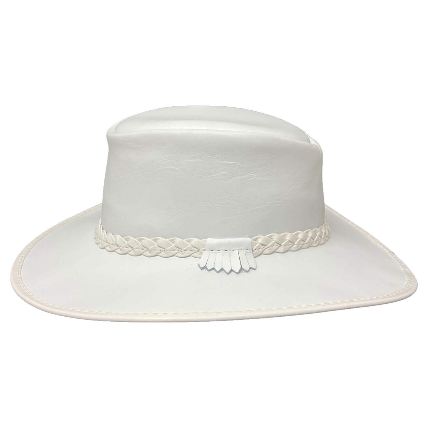 Avalanche - White Leather Outback Hat