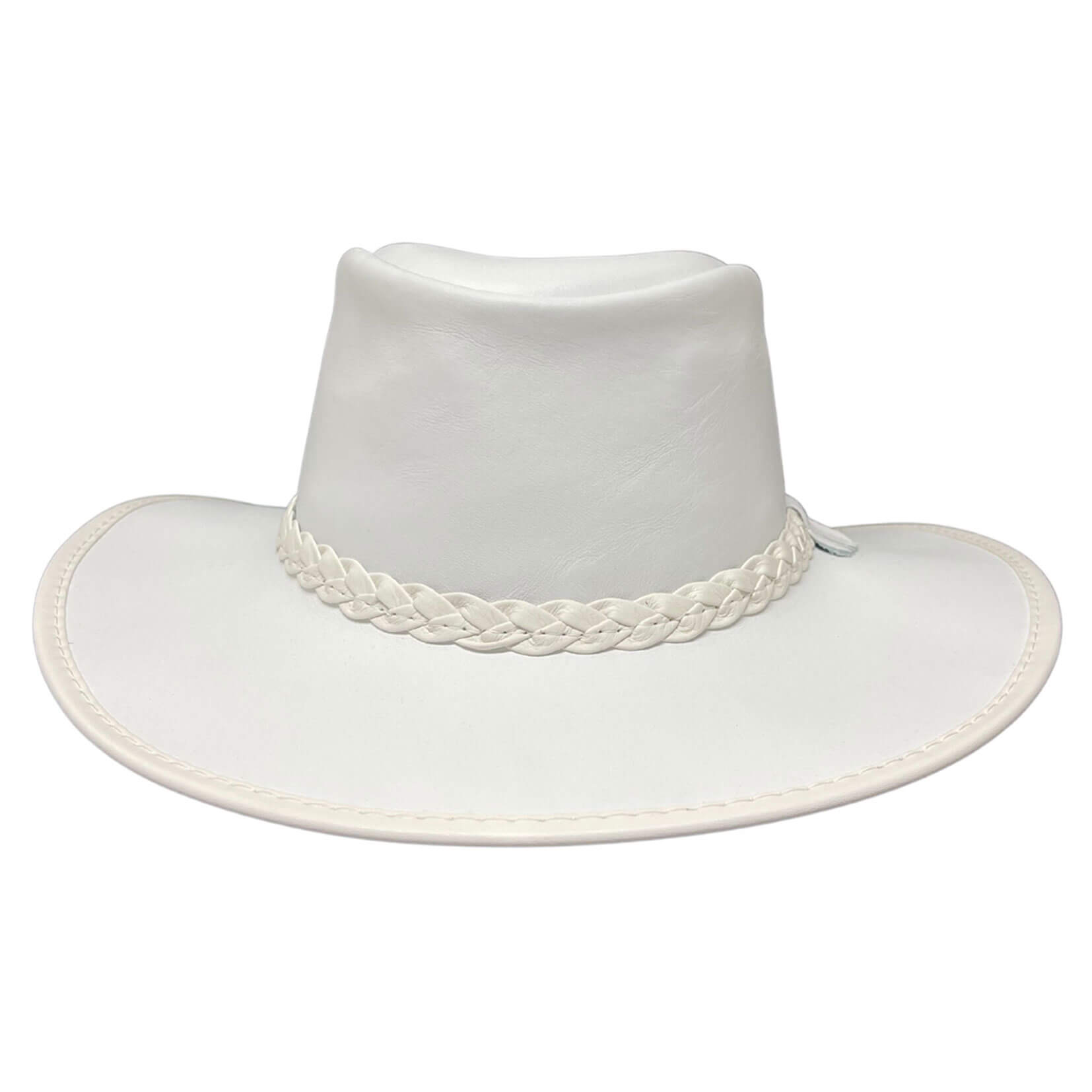 Avalanche - White Leather Outback Hat