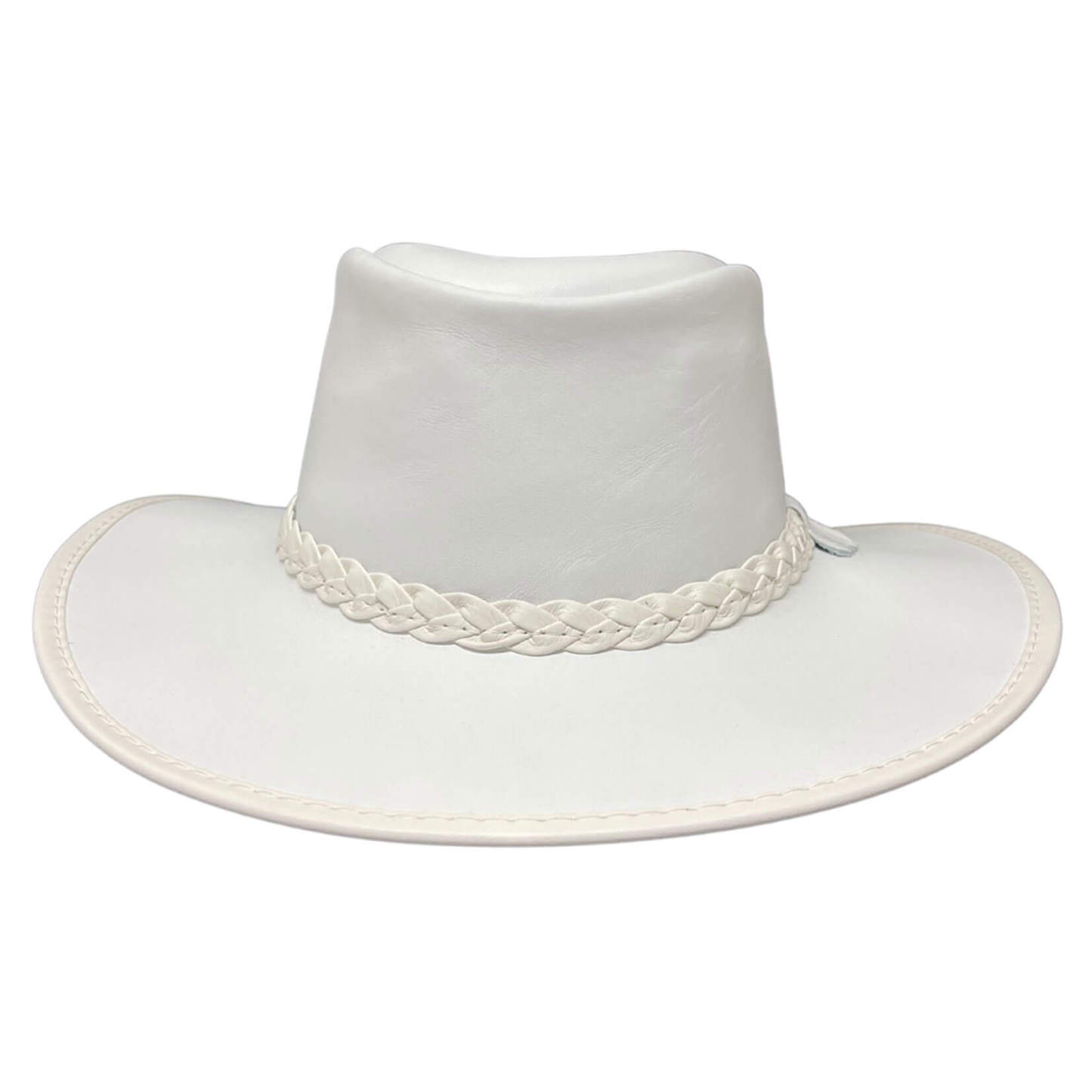 Avalanche - White Leather Outback Hat