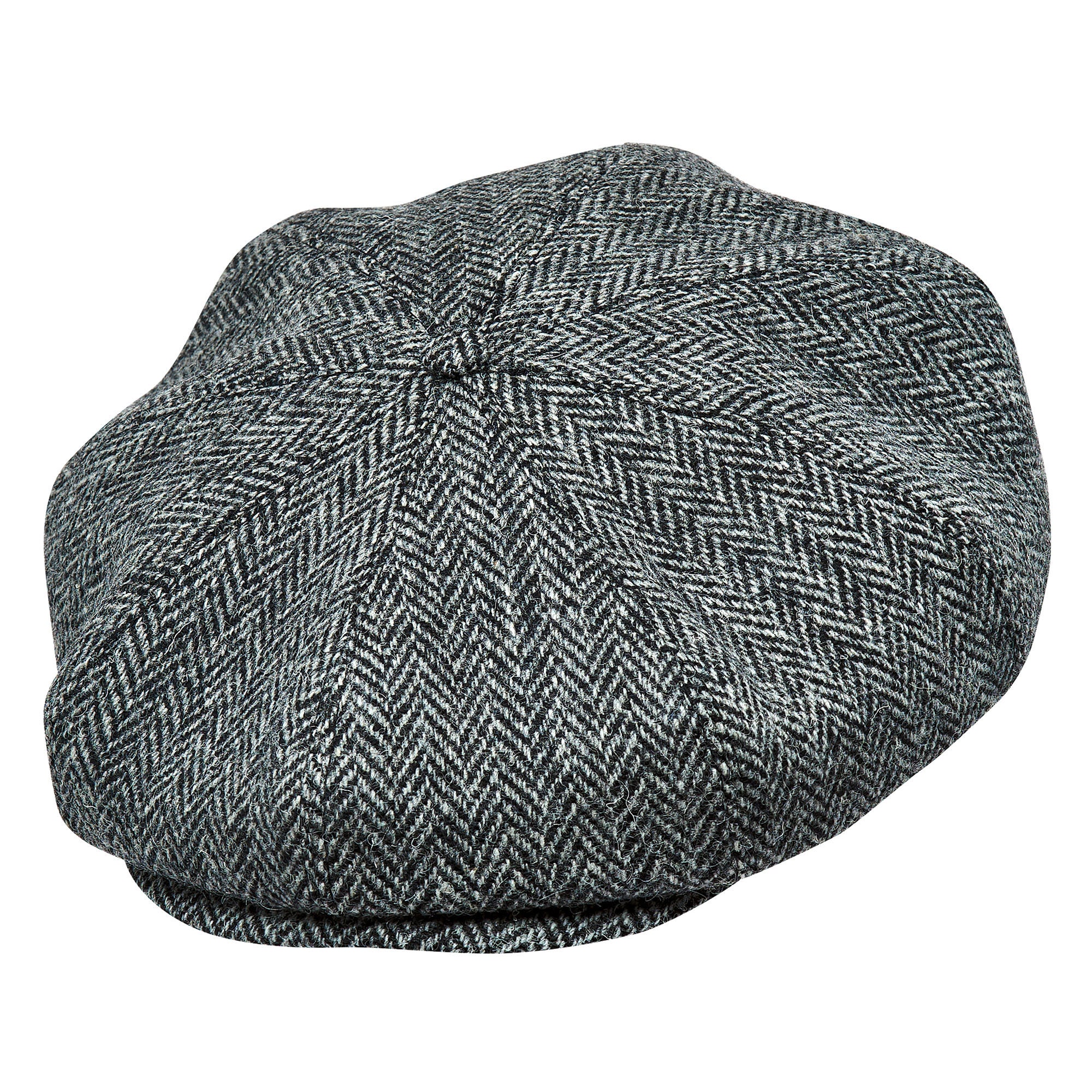 PEAKY CAPS Genuine Scottish Harris Tweed 8 Panels Man Cap GRAY-BLACK