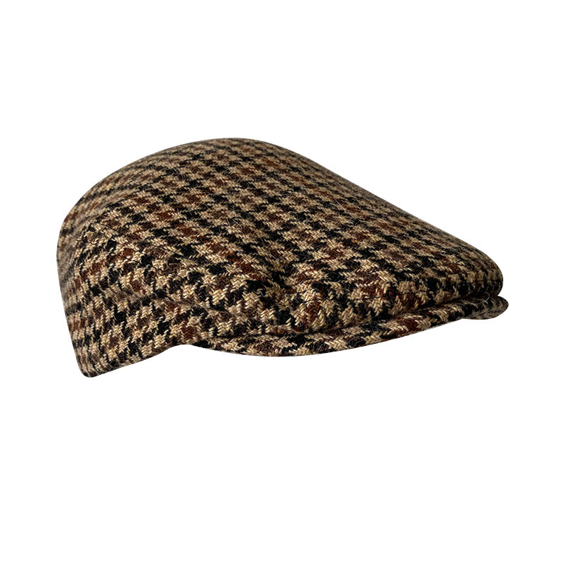 THE PEAKY Marl Flat Hat Chidori Grid-Harris Tweed