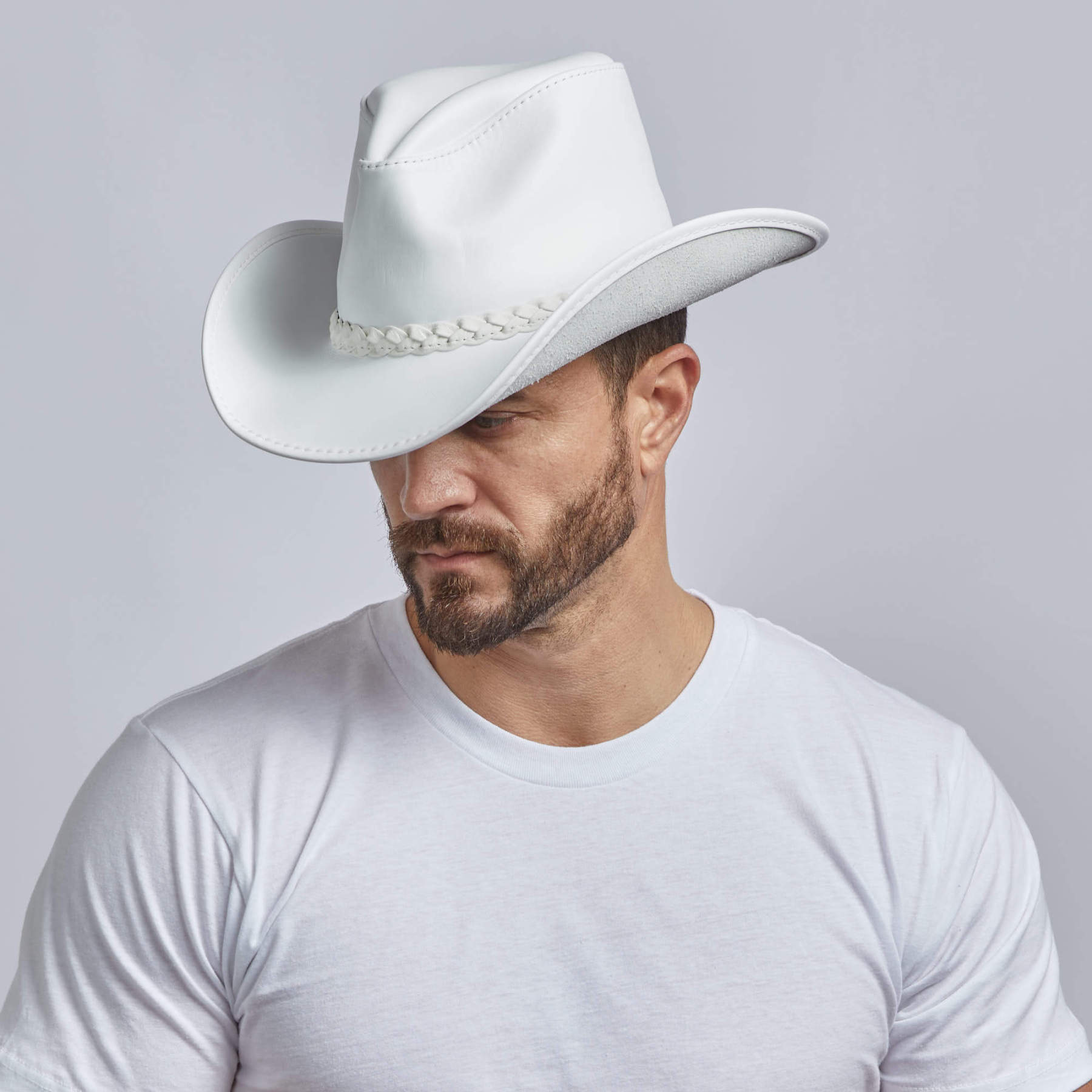 Blizzard - White Leather Cowboy Hat