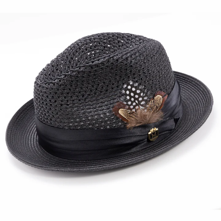 Solid Color Pinch Braided Fedora With Matching Satin Ribbon Hat