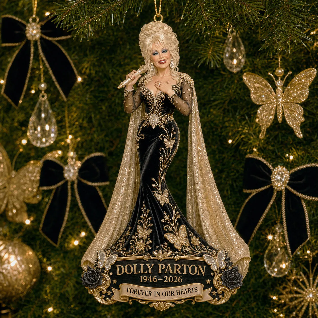 Dolly Parton Memorial Christmas Ornament 1946–2026