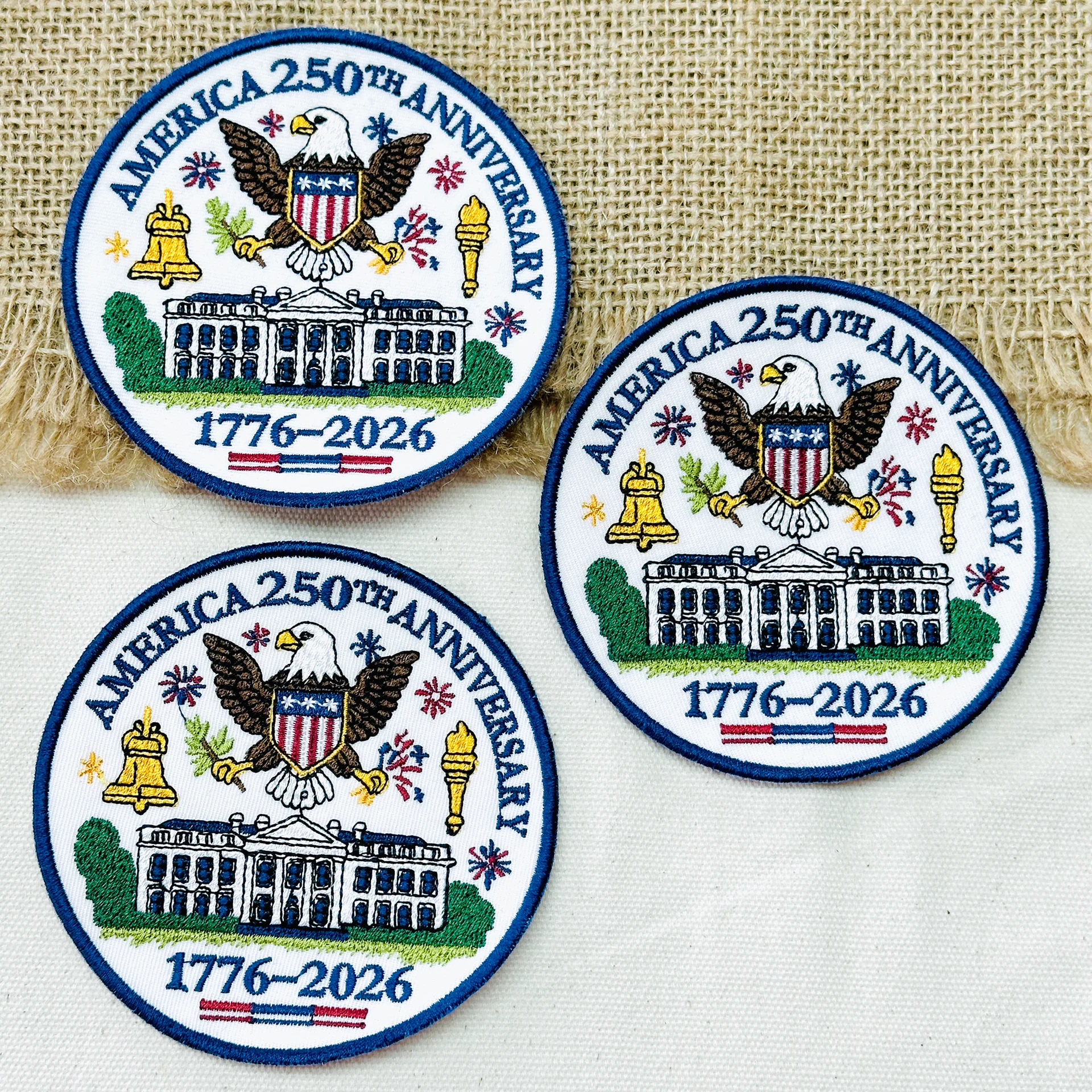 1776–2026 America Eagle & White House Full Embroidered Patriotic Patch