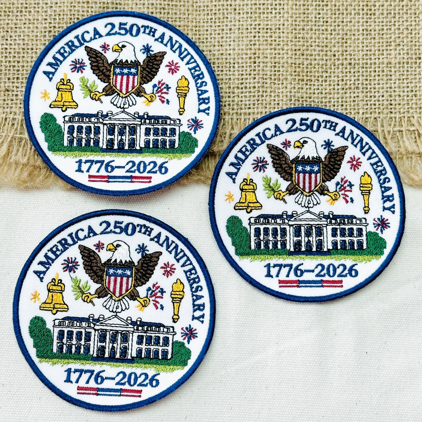 1776–2026 America Eagle & White House Full Embroidered Patriotic Patch