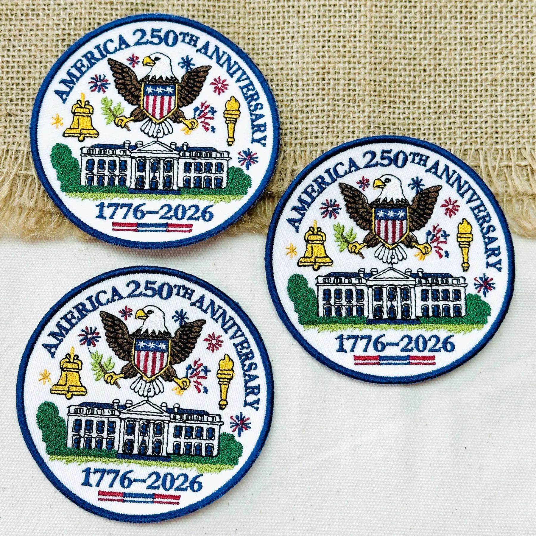 1776–2026 America Eagle & White House Full Embroidered Patriotic Patch