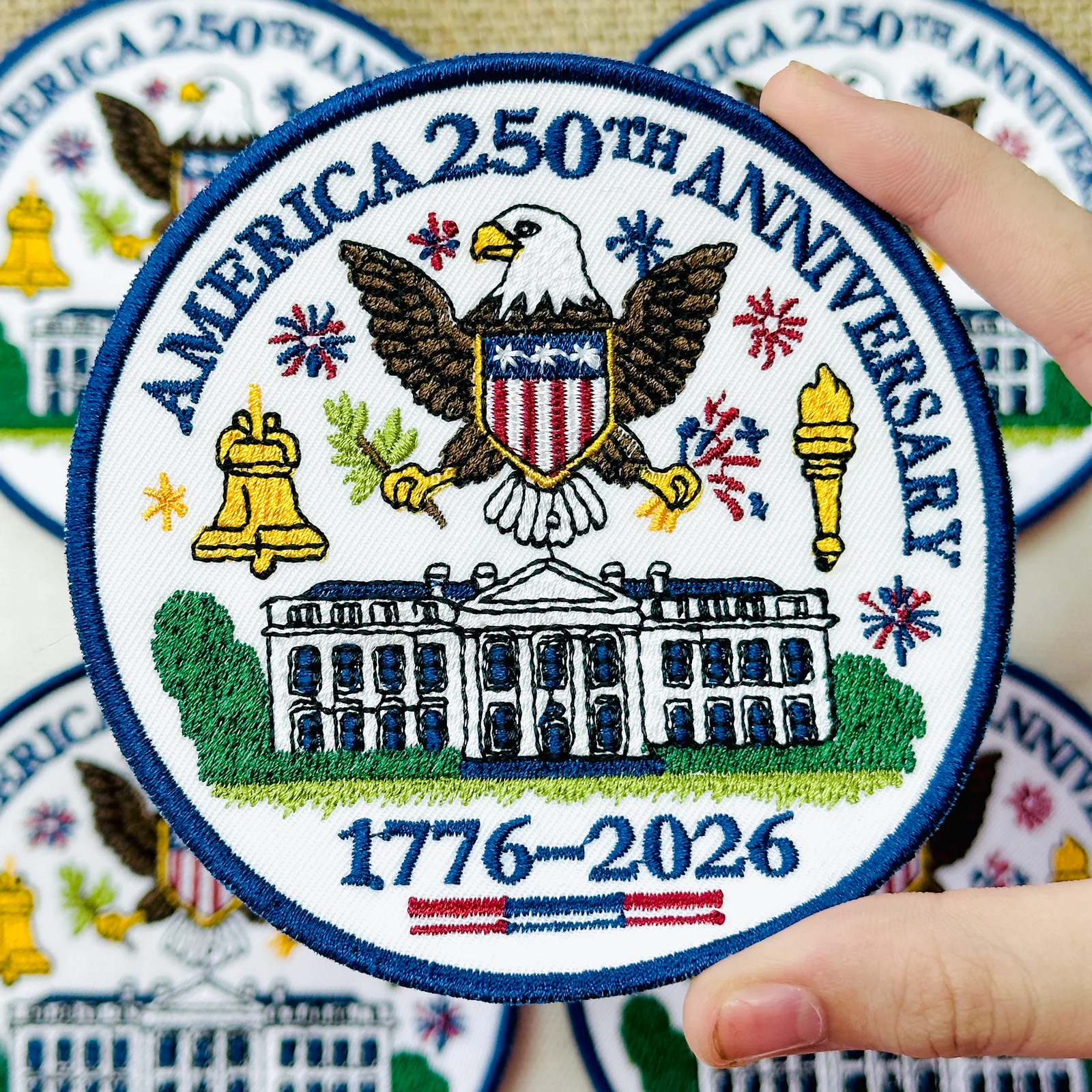 1776–2026 America Eagle & White House Full Embroidered Patriotic Patch
