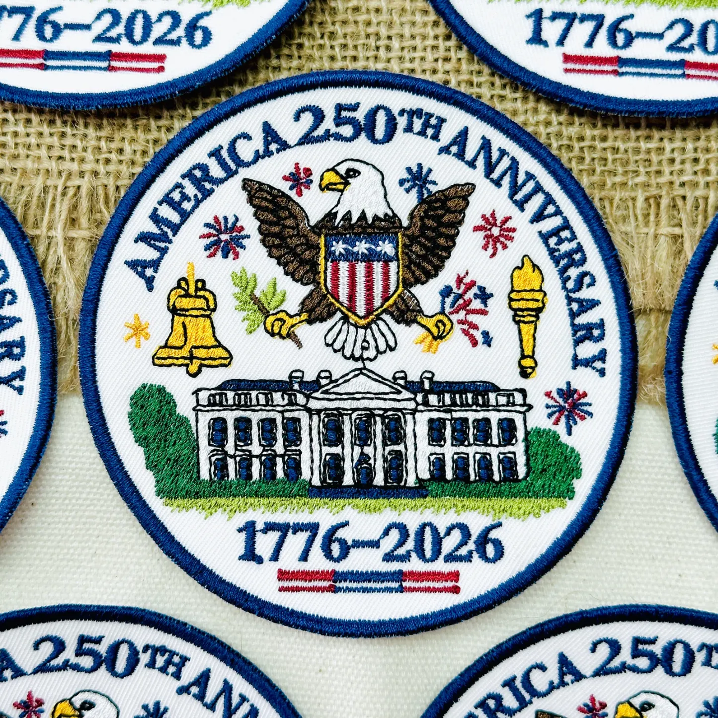 1776–2026 America Eagle & White House Full Embroidered Patriotic Patch