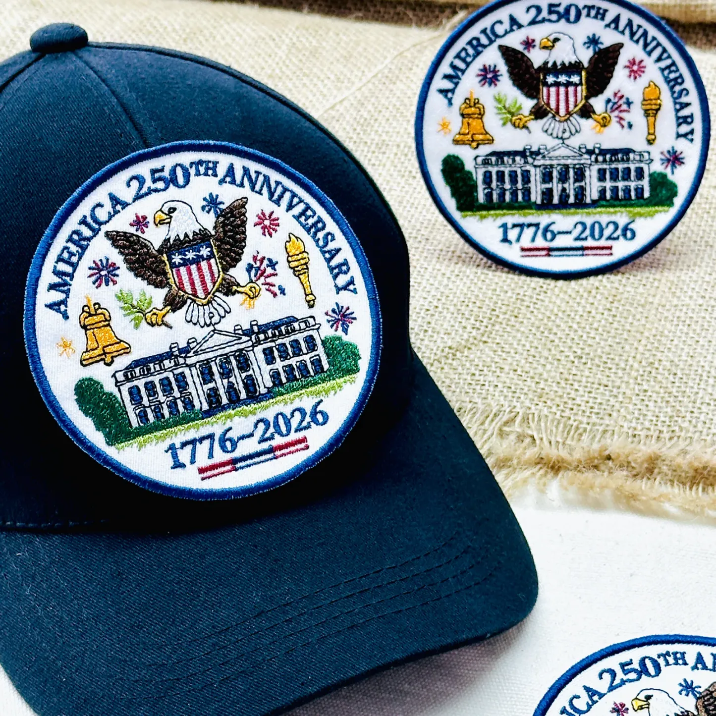 1776–2026 America Eagle & White House Full Embroidered Patriotic Patch