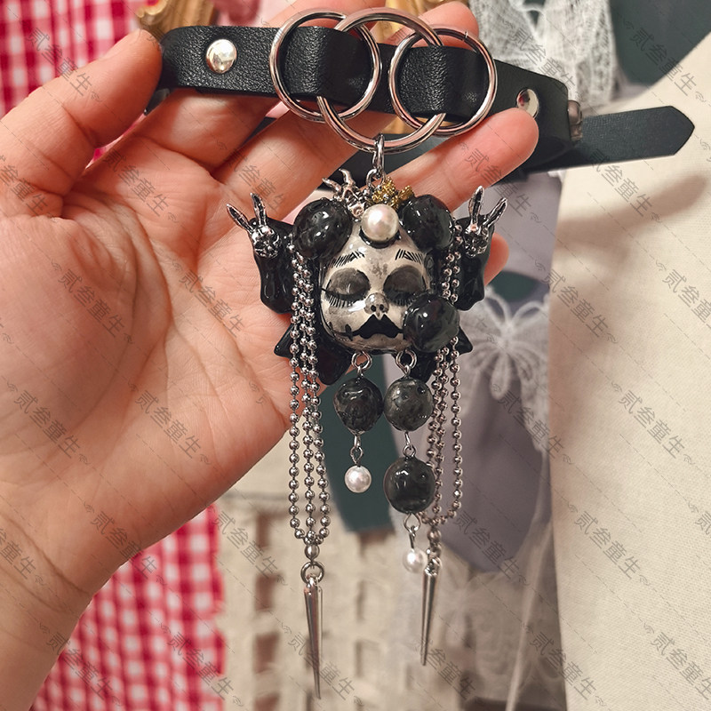 Gothic Skull Doll Choker Necklace | Black Punk Y2K Statement Collar Jewelry | Dark Alternative Fashion Accessory