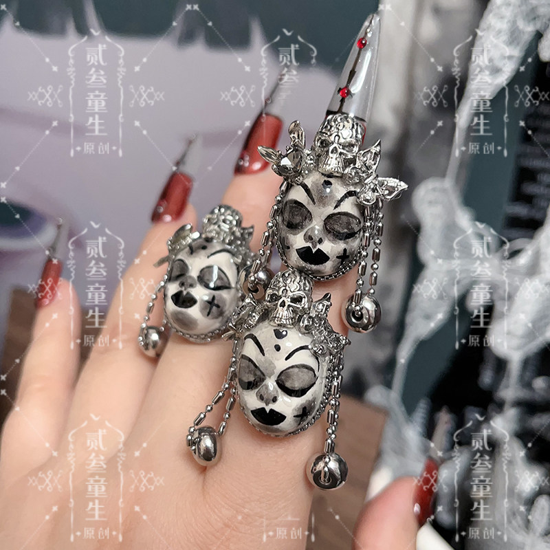Gothic Skull Mask Ring | Punk Skeleton Face Statement Ring | Dark Vintage Jewelry for Men & Women