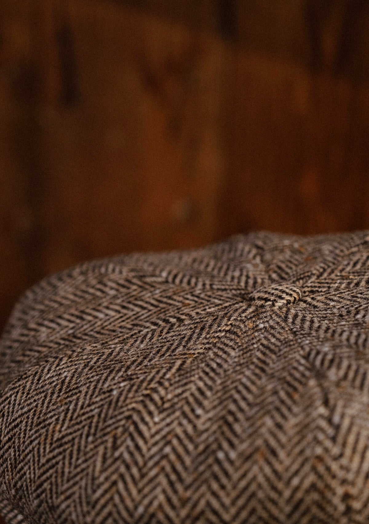 Ridgmount Baker Boy - (Narrow Width) Cream & Cocoa Herringbone Donegal Tweed