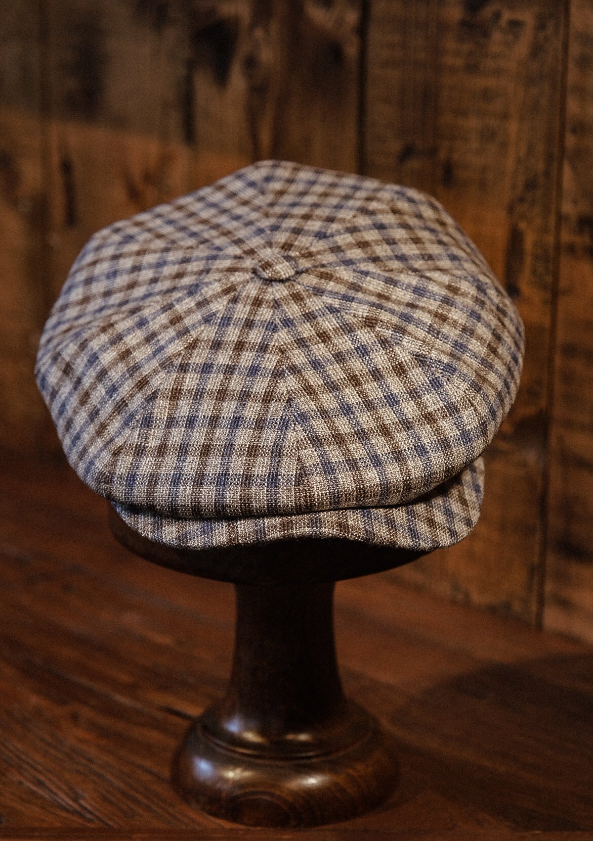 Ridgmount Baker Boy - (Narrow Width) Brown & Navy Gingham