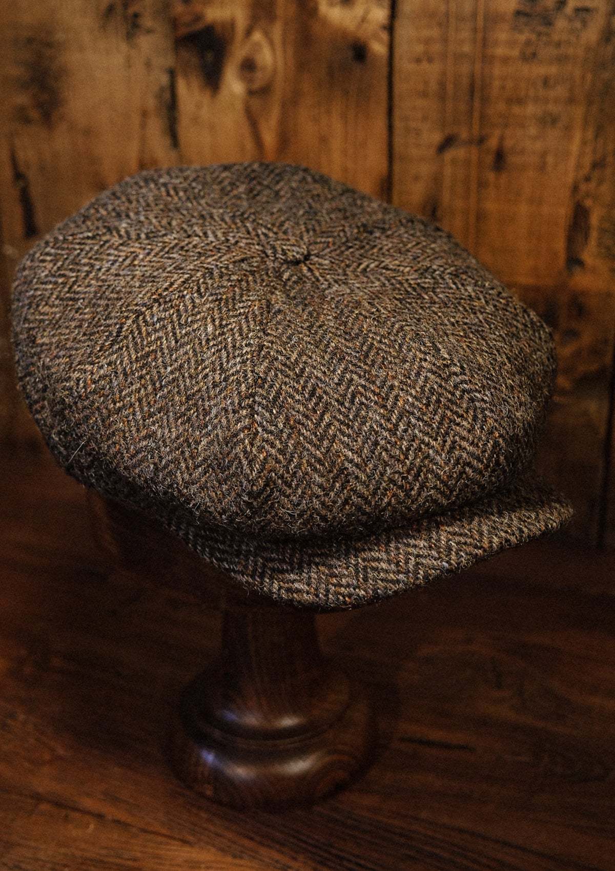 Ridgmount Baker Boy - (Narrow Width) Harris Tweed Light Brown Herringbone