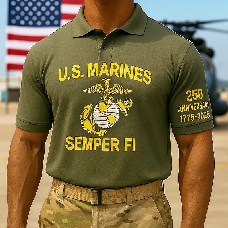 USMC 250th Anniversary Polo Shirt