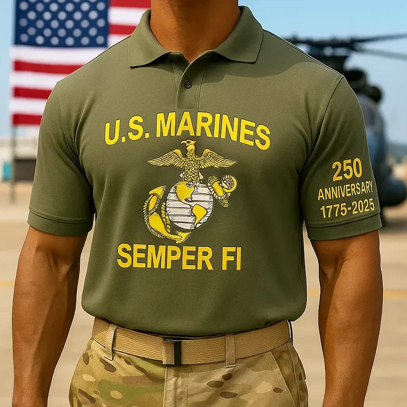 USMC 250th Anniversary Polo Shirt