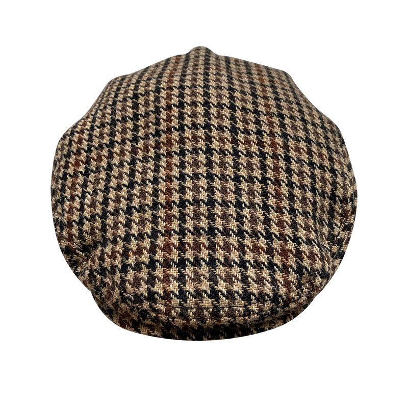 THE PEAKY Marl Flat Hat Chidori Grid-Harris Tweed