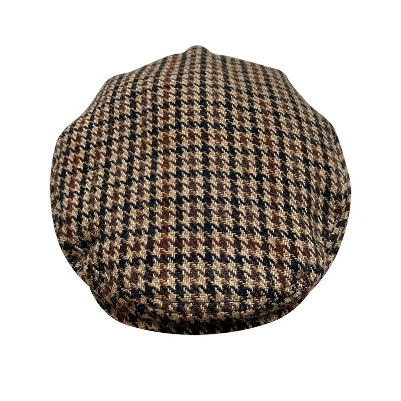 THE PEAKY Marl Flat Hat Chidori Grid-Harris Tweed