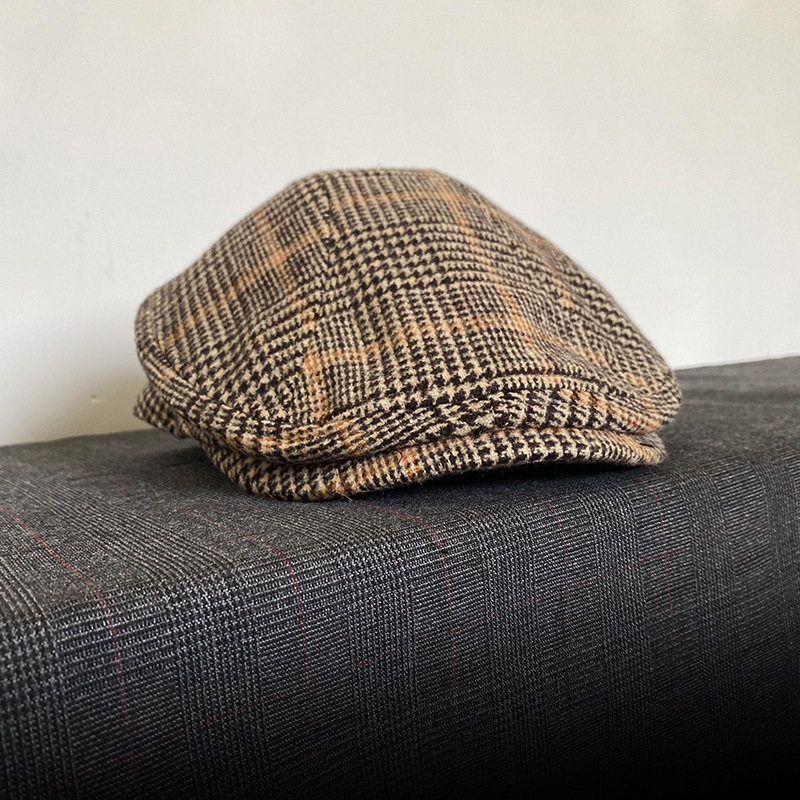 THE PEAKY Marl Flat Hat Plaid-Harris Tweed