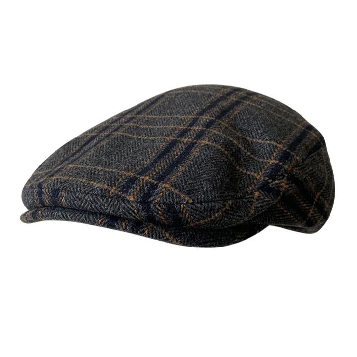THE PEAKY Marl Flat Hat Patch-Harris Tweed