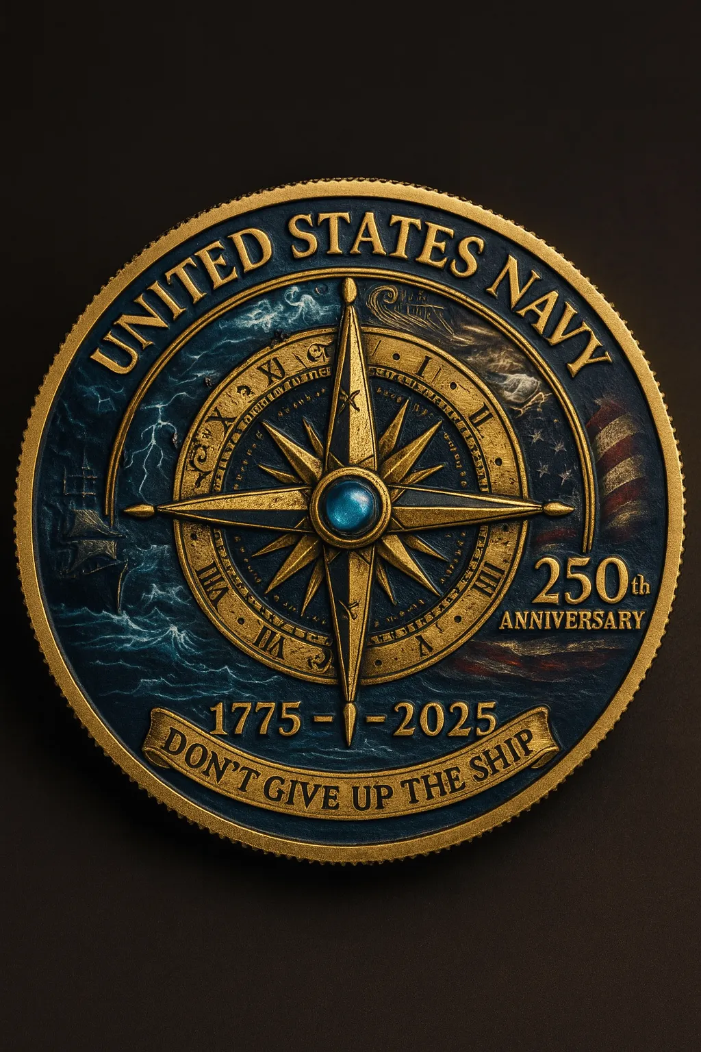 "Hold Fast" US Navy 250th Anniversary Challenge Coin | 1775-2025 Legacy Edition