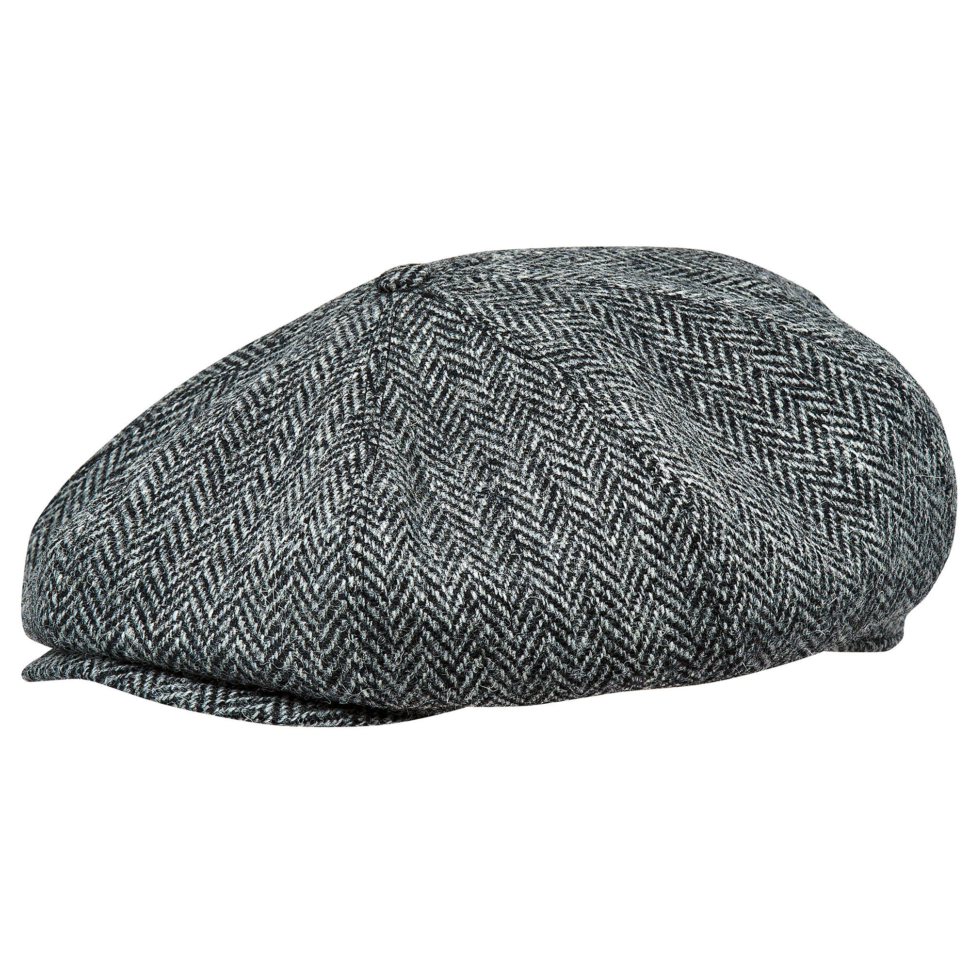 PEAKY CAPS Genuine Scottish Harris Tweed 8 Panels Man Cap GRAY-BLACK