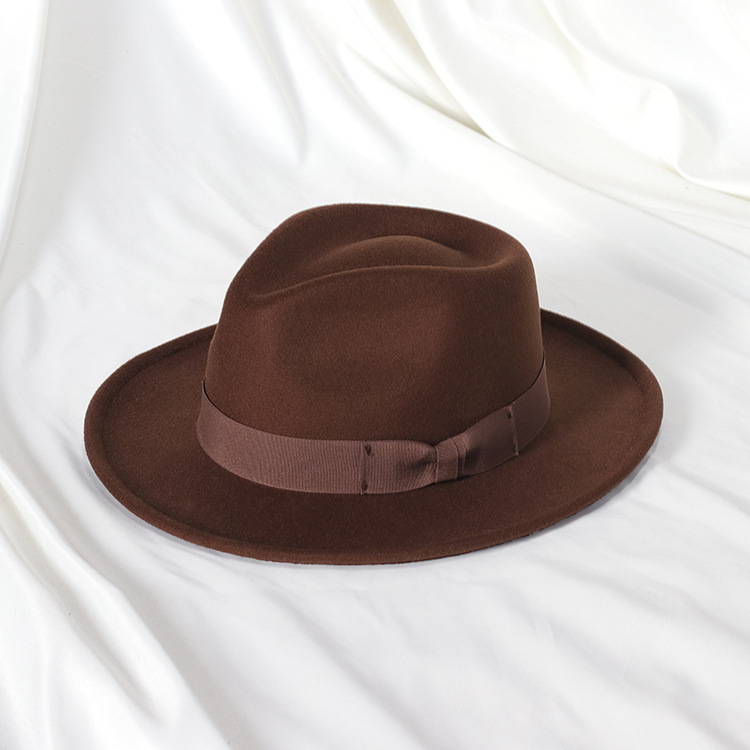 Retro Felt Fedora - Jazz Hat Solid Color Warped Edge