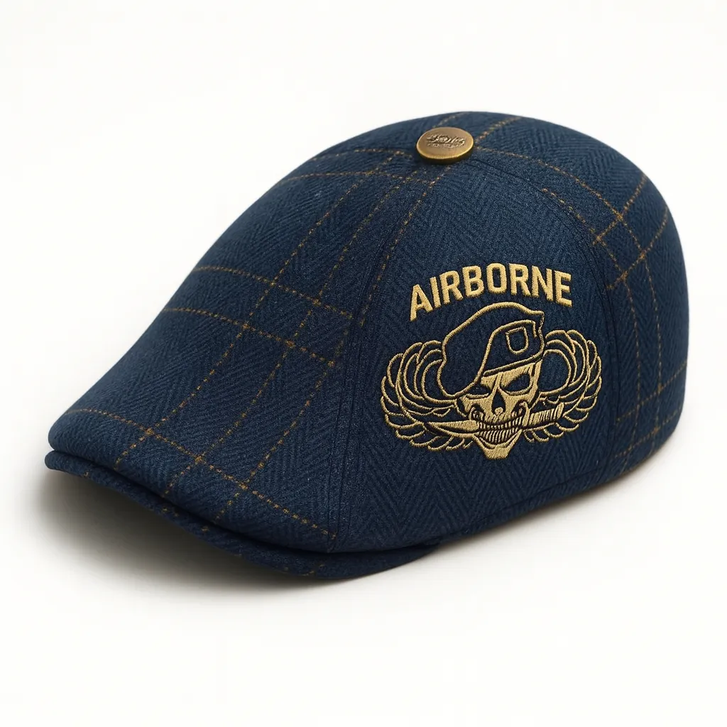 U.S. Army Airborne Beret — Navy Herringbone Gold Insignia