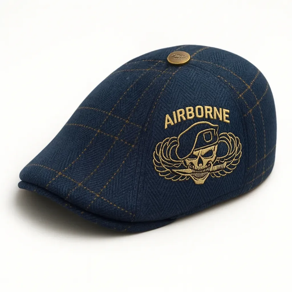U.S. Army Airborne Beret — Navy Herringbone Gold Insignia