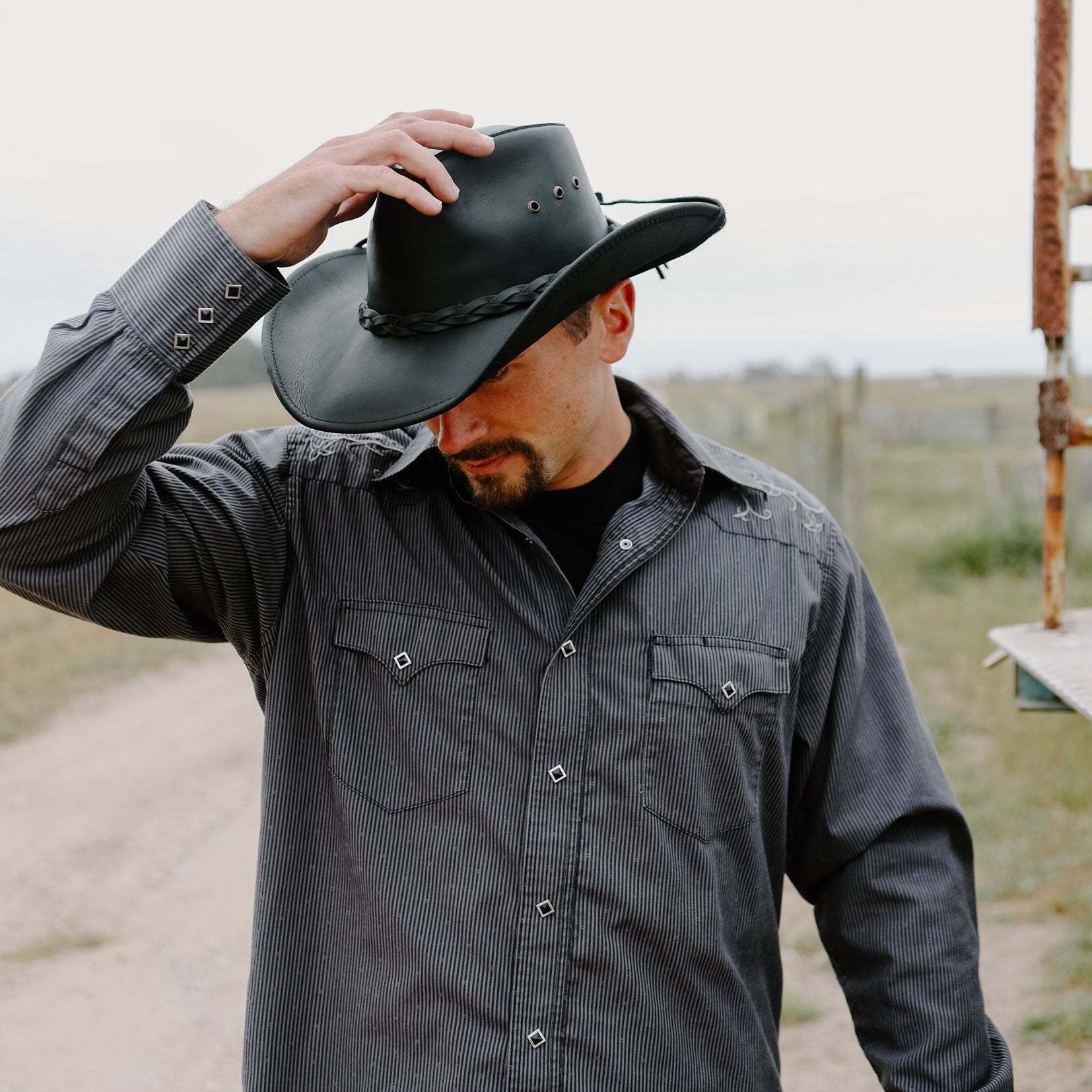 Hollywood Leather - Black Cowboy Hat - Leather Hat Band