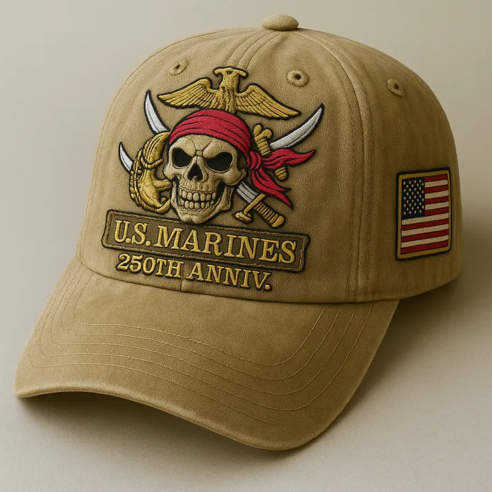 U.S. Marines 250th Anniversary Skull Pirate Cap