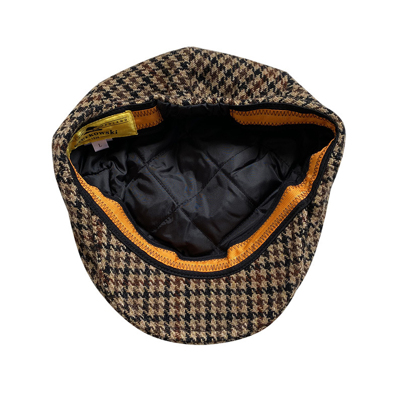 THE PEAKY Marl Flat Hat Chidori Grid-Harris Tweed