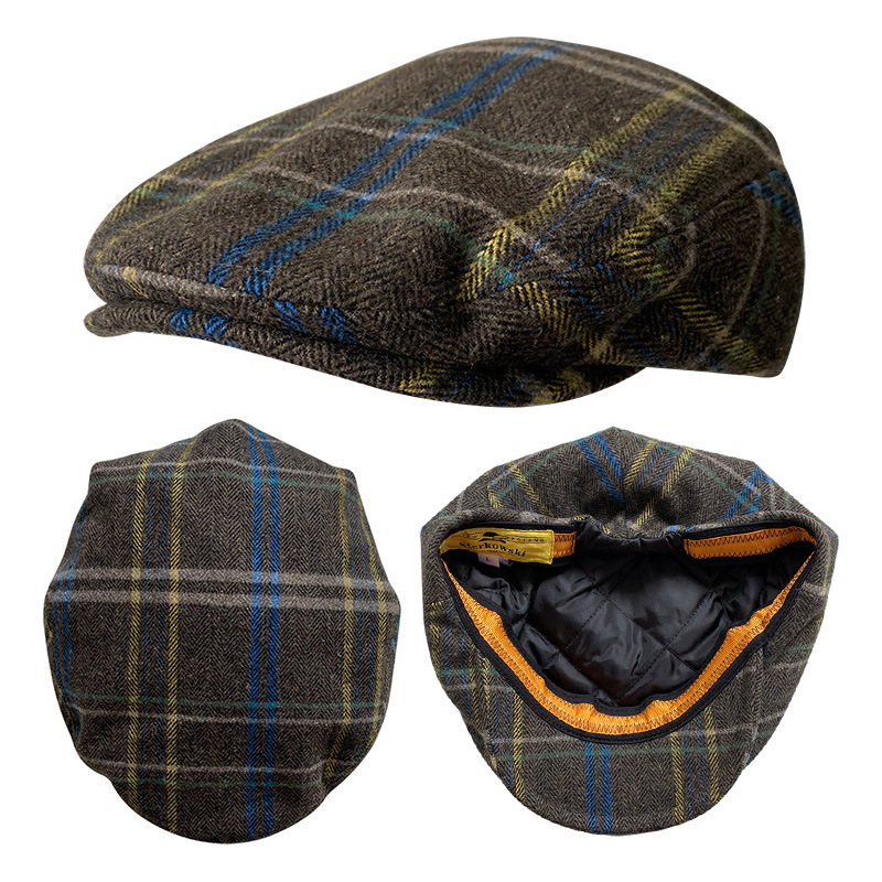THE PEAKY Marl Flat Hat RUSTY-Harris Tweed