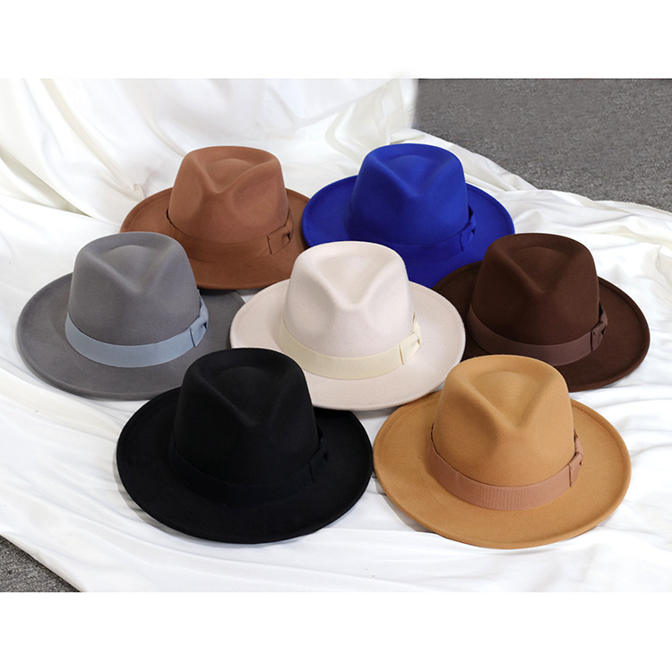 Retro Felt Fedora - Jazz Hat Solid Color Warped Edge