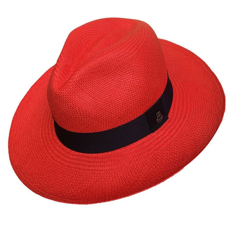 Advanced Original Panama Hat-Red Classic Fedora-Handwoven in Ecuador