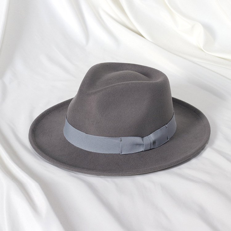 Retro Felt Fedora - Jazz Hat Solid Color Warped Edge