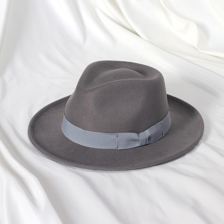 Retro Felt Fedora - Jazz Hat Solid Color Warped Edge