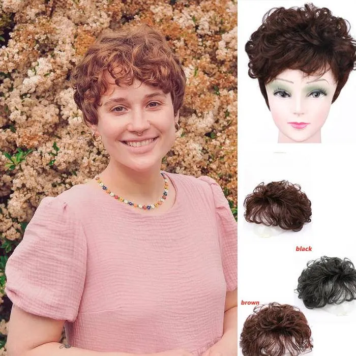 HOT SALE🔥 |Natural Closure Short Curly Hair Replacement Top Hairpieces Wiglet
