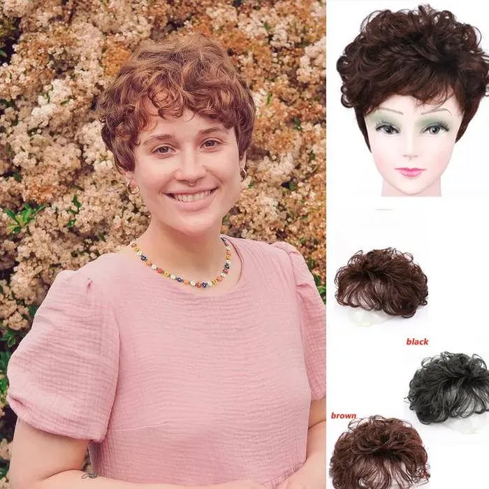 HOT SALE🔥 |Natural Closure Short Curly Hair Replacement Top Hairpieces Wiglet