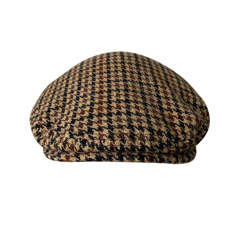 THE PEAKY Marl Flat Hat Chidori Grid-Harris Tweed