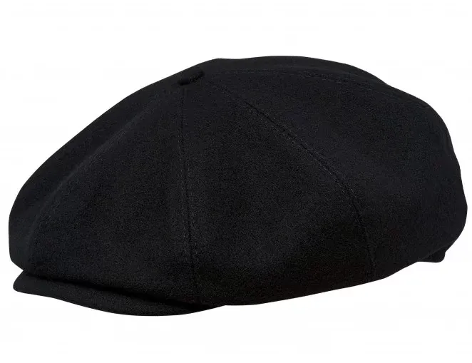 PEAKY CAPS Genuine Scottish Harris Tweed 8 Panels Man Cap Black