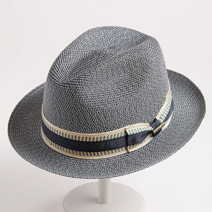 Estate Poly Braid Straw Fedora Hat with Grosgrain Hatband