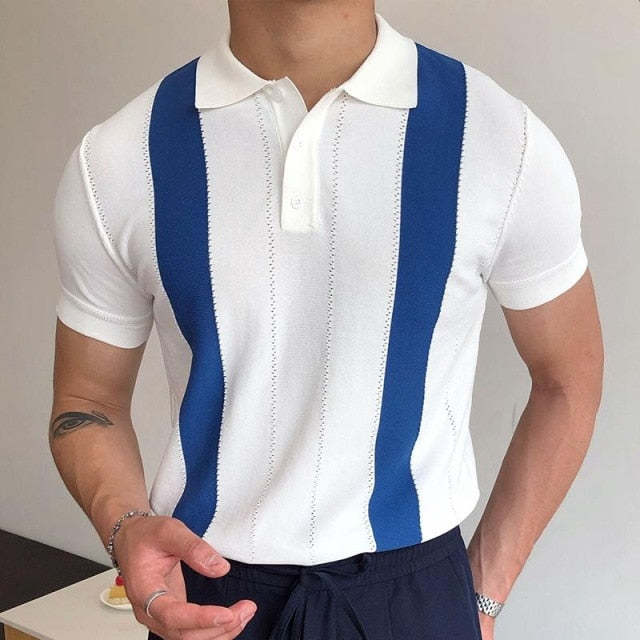 Paolo Striped Polo White-Blue T-Shirts