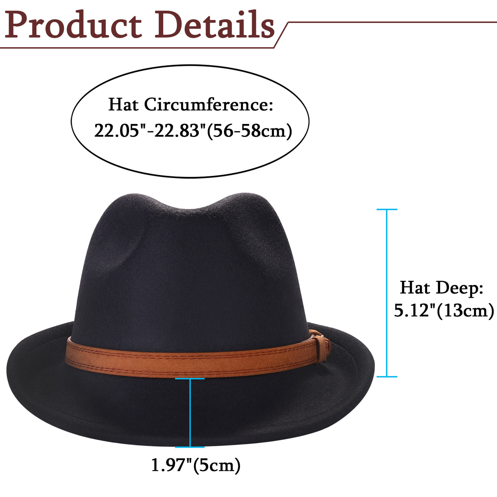 Classic Jazz Felt Hat Wide Brim Fedora Hat