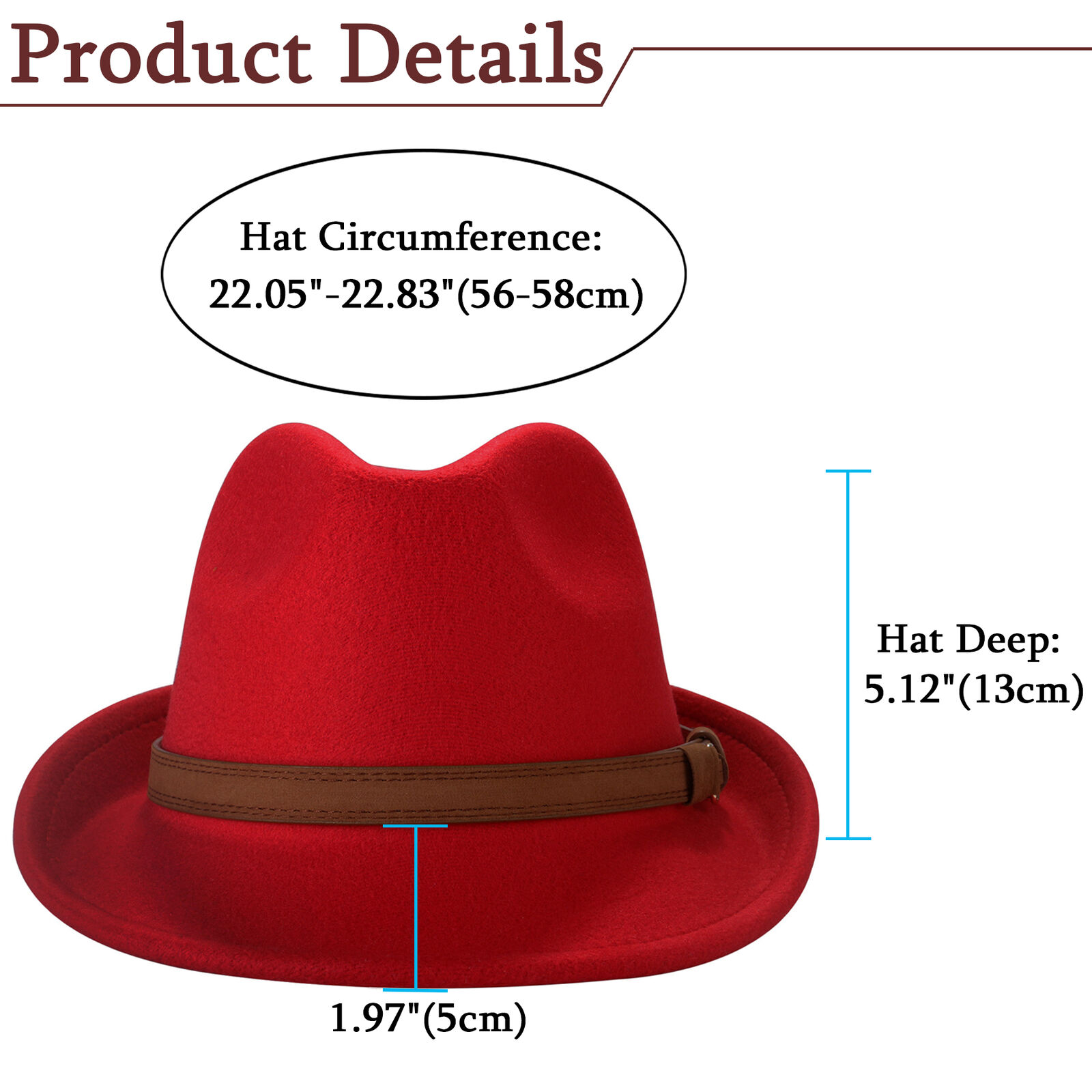 Classic Jazz Felt Hat Wide Brim Fedora Hat