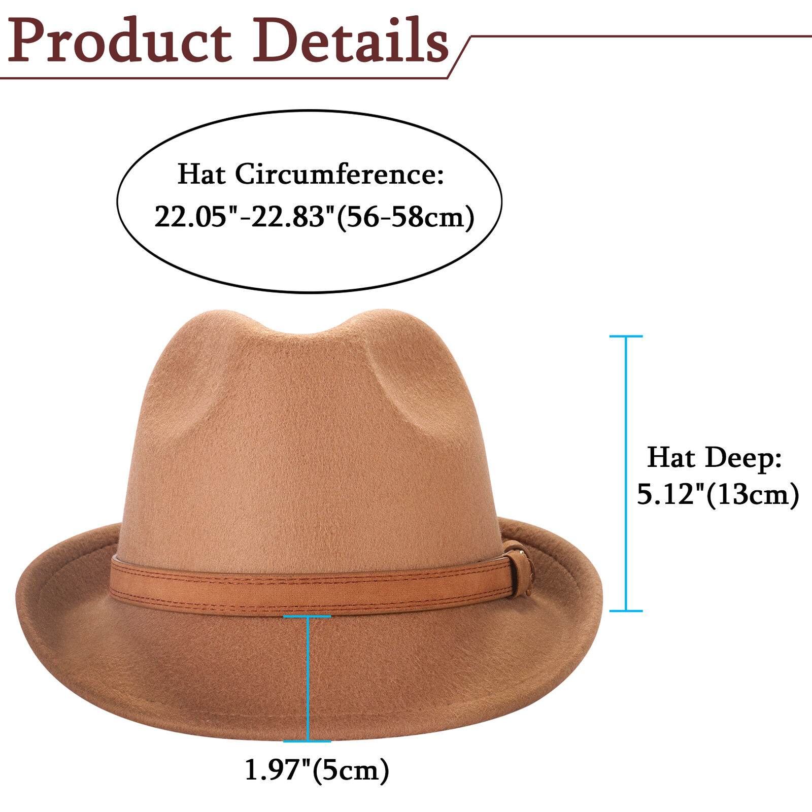 Classic Jazz Felt Hat Wide Brim Fedora Hat